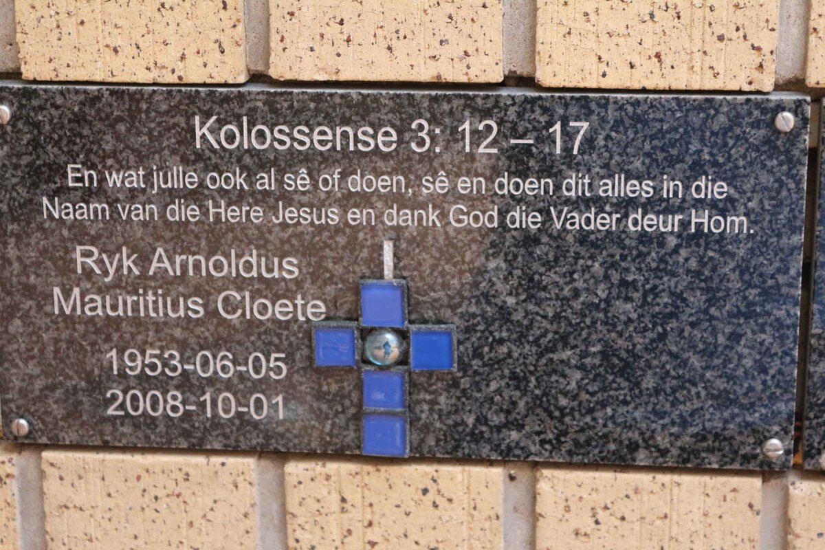CLOETE Ryk Arnoldus Mauritius 1953-2008