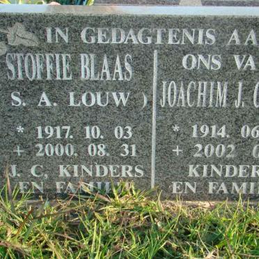BLAAS Joachim J.C. 1914-2002 &amp; S.A. LOUW 1917-2000