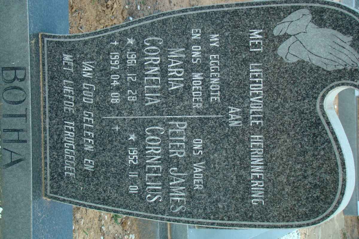 BOTHA Peter James Cornelius 1952- &amp; Maria Cornelia 1961-1997