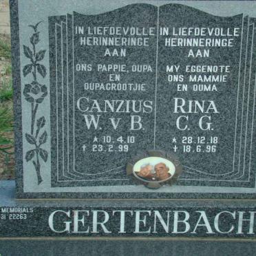 GERTENBACH Canzius W. v. B. 1910-1999 &amp; Rina C.G. 1918-1996