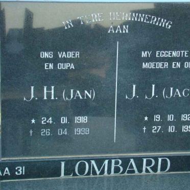 LOMBARD J.H. 1918-1998 &amp; J.J. 1923-1993