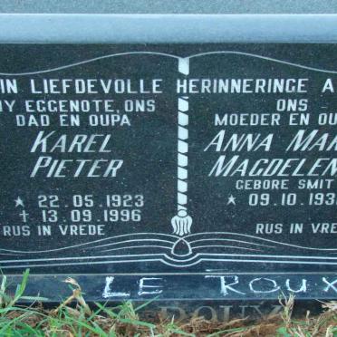 ROUX Karel Pieter, le 1923-1996 &amp; Anna Maria Magdelena SMIT 1931-