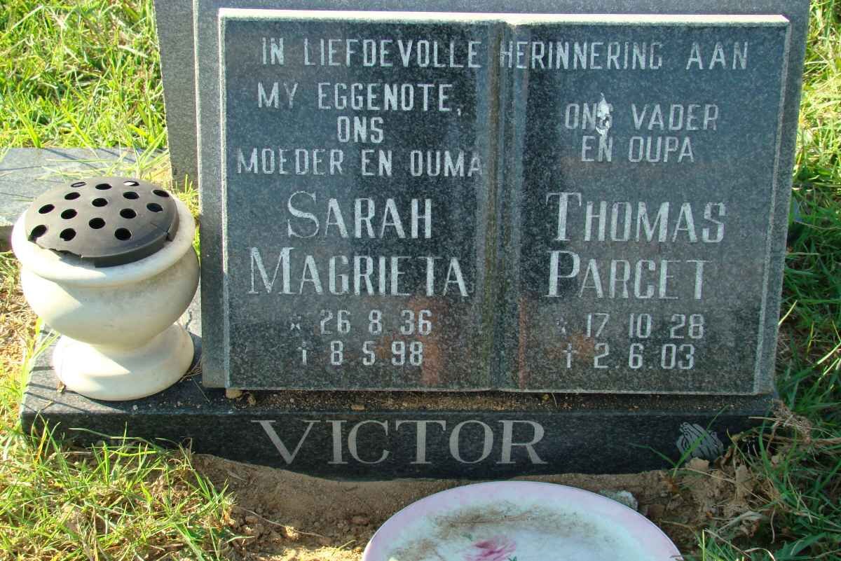 VICTOR Thomas Parcet 1928-2003 &amp; Sarah Magrieta 1936-1998