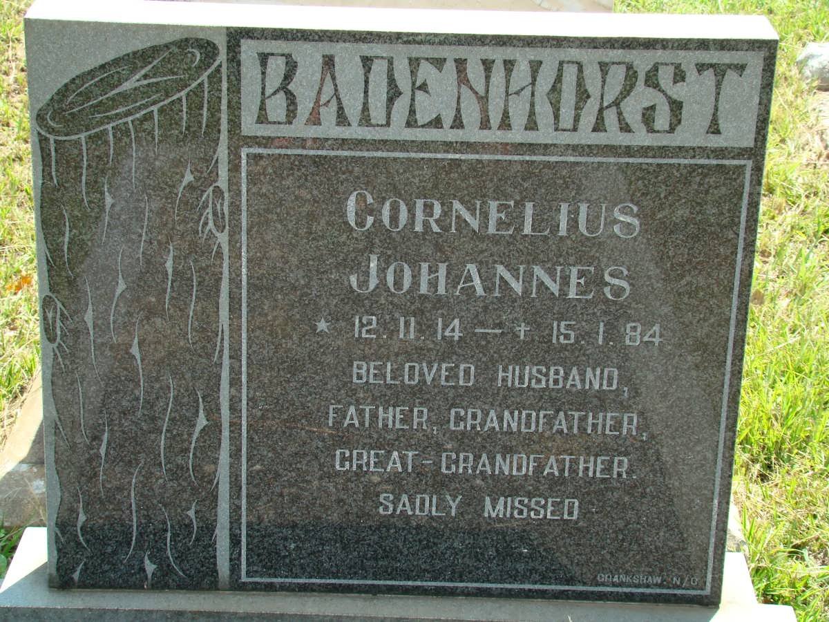 BADENHORST Cornelius Johannes 1914-1984