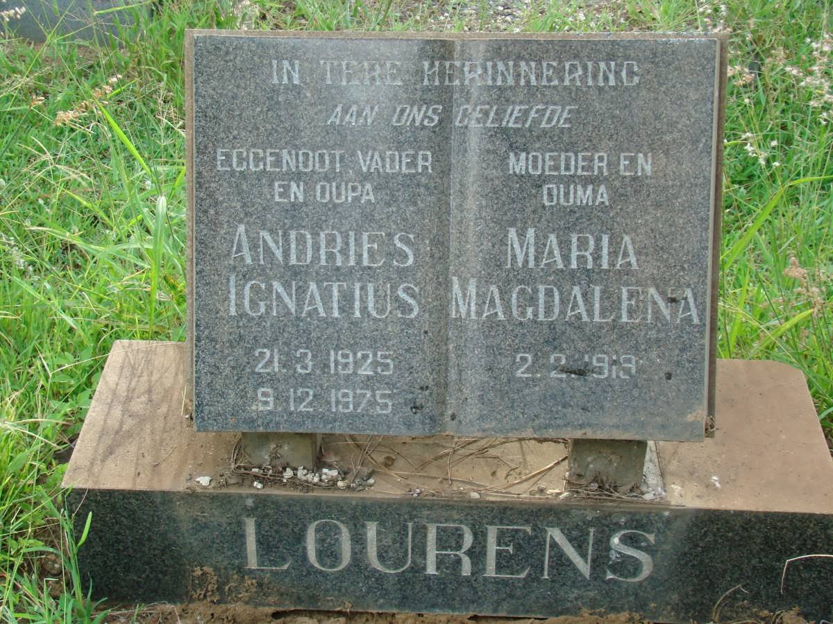 LOURENS Andries Ignatius 1925-1975 &amp; Maria Magdalena 1919-