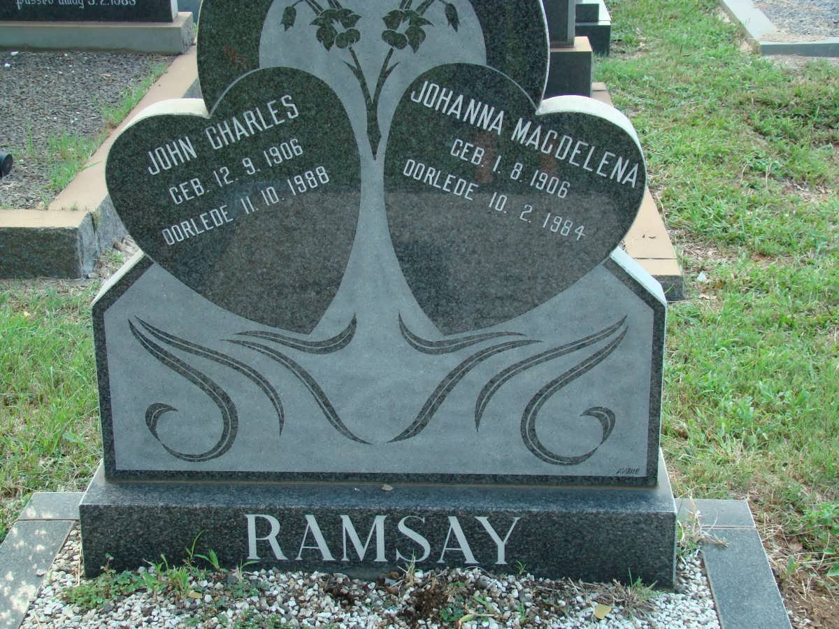 RAMSAY John Charles 1906-1988 &amp; Johanna Magdelena 1906-1984