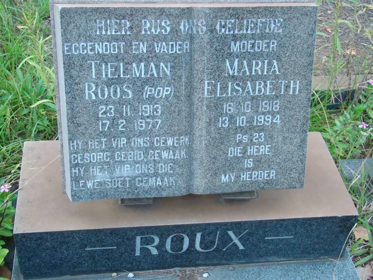 ROUX Tielman Roos 1913-1977 &amp; Maria Elisabeth 1918-1994