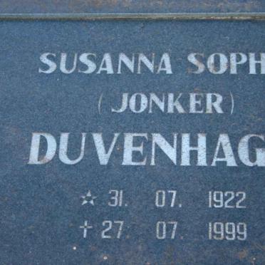 DUVENHAGE Susanna Sophia nee JONKER 1922-1999
