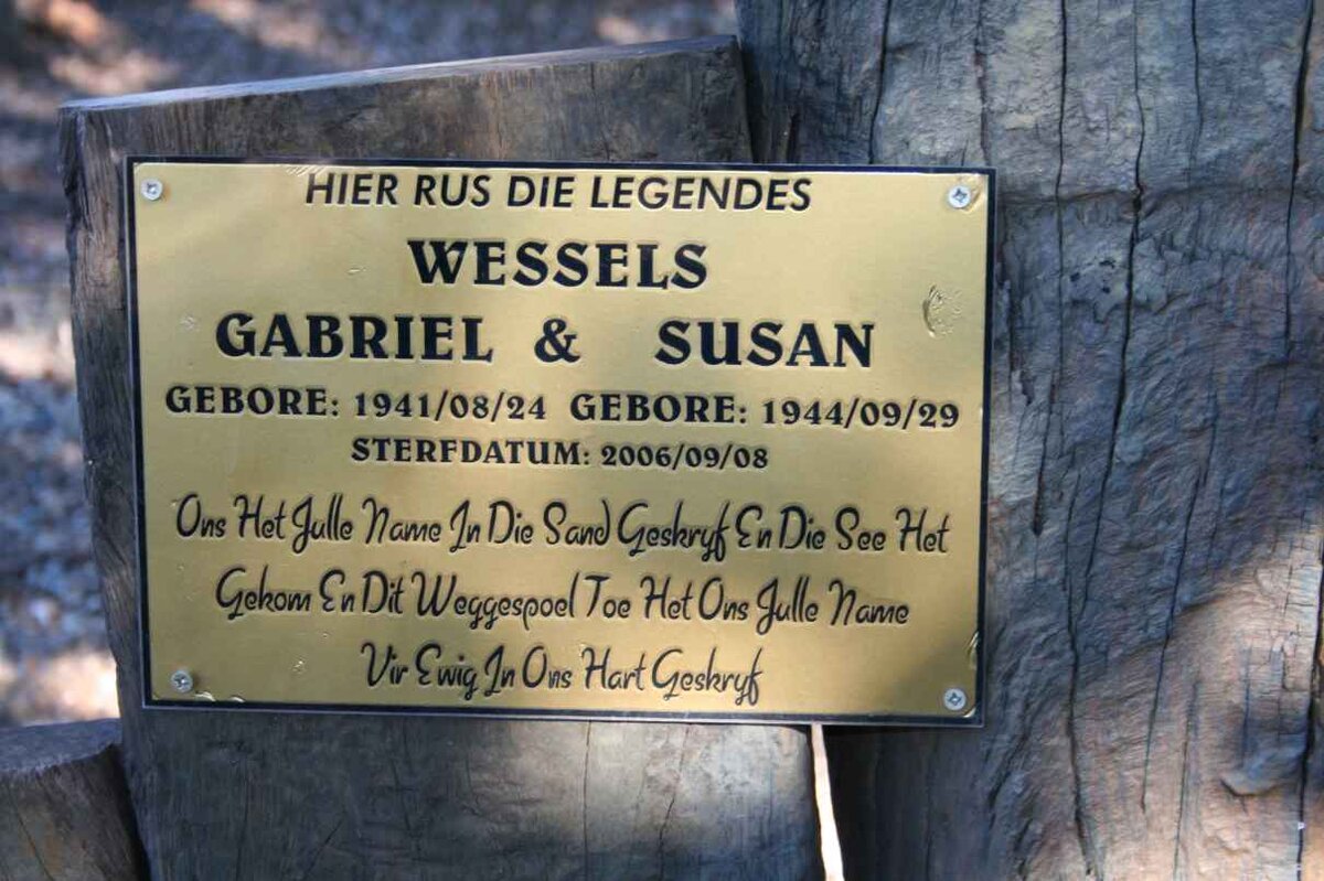 WESSELS Gabriel 1941-2006 &amp; Susan 1944-2006