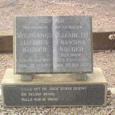 KRUGER Stephanus Jacobus 1882-1971 &amp; Elizabeth Fransina GROVE 1886-1953
