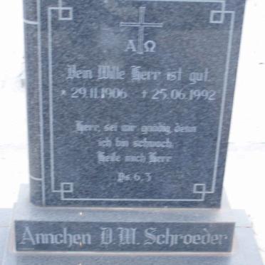 SCHROEDER Annchen D.M. 1906-1992