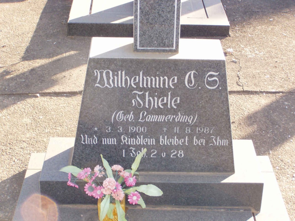 THIELE Wilhelmine C.S.nee LAMMERDING 1900-1987