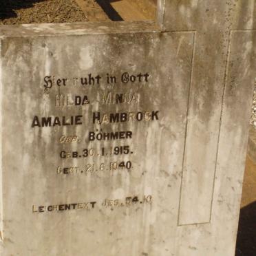 HAMBROCK Hilda Minna Amalie nee BÖHMER 1915-1940
