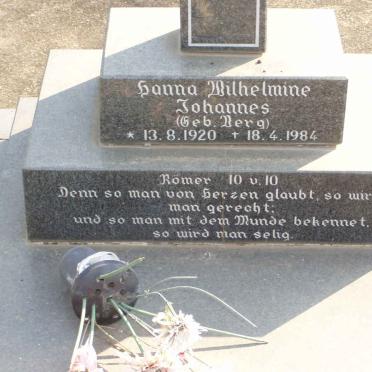 JOHANNES Hanna Wilhelmine nee BERG 1920-1984