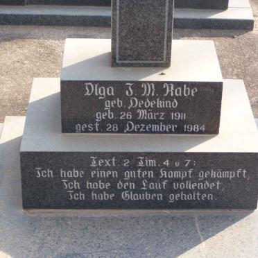 RABE Olga J.M. nee DEDEKIND 1911-1984