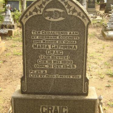 CRAIG Maria Cathrina nee BESTER 1890-1949