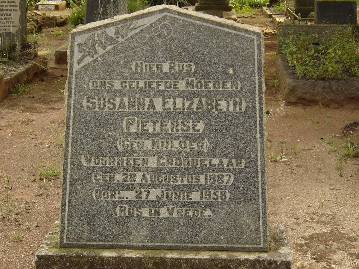 PIETERSE Susanna Elizabeth formerly GROBBELAAR nee MULDER 1887-1958