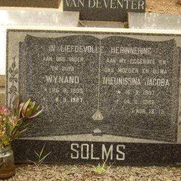 SOLMS Wynand 1903-1987 &amp; Theunissina Jacoba 1907-1982