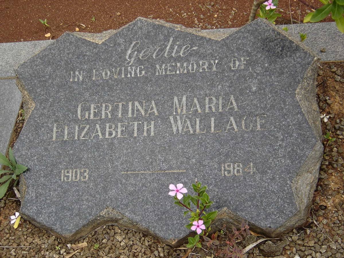 WALLACE Gertina Maria Elizabeth 1903-1984