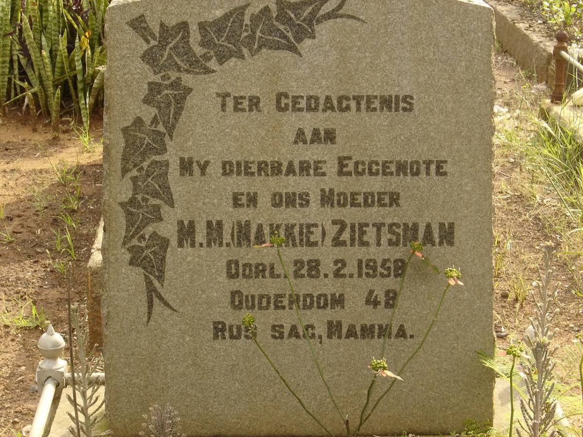 ZIETSMAN M.M.  -1958