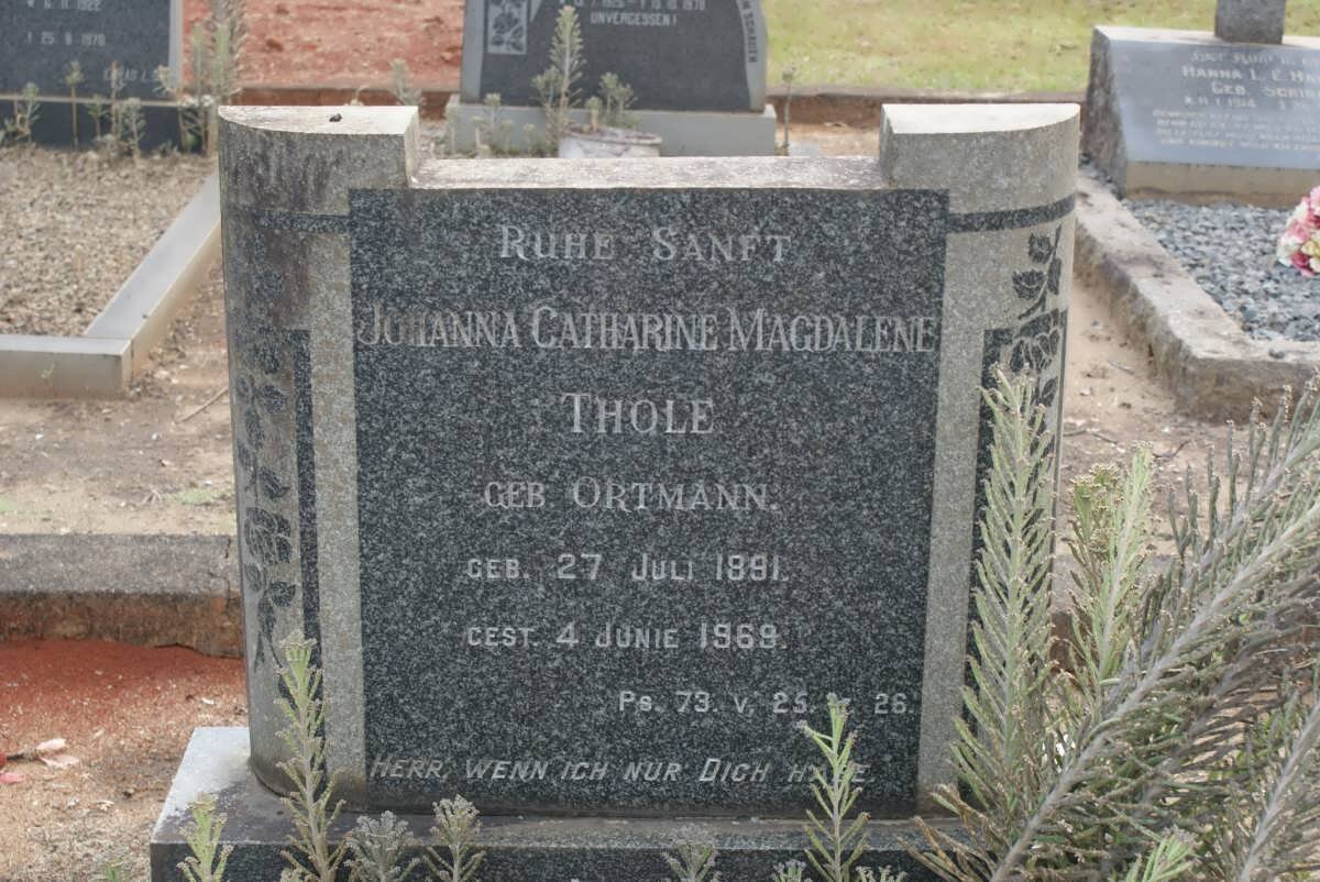 THÖLE Johanna Catharine Magdalene nee ORTMANN 1891-1969