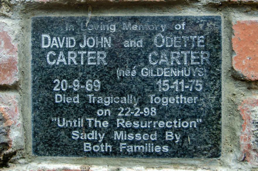 CARTER David John 1969-1998 &amp; Odette GILDENHUYS 1975-1998