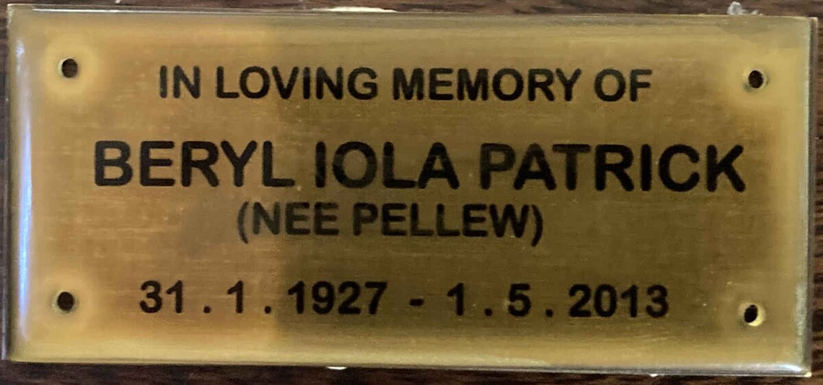 PATRICK Beryl Iola nee PELLEW 1927-2013