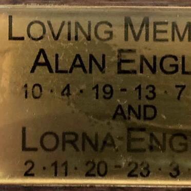 ENGLISH Alan 1919-1994 & Lorna 1920-2015