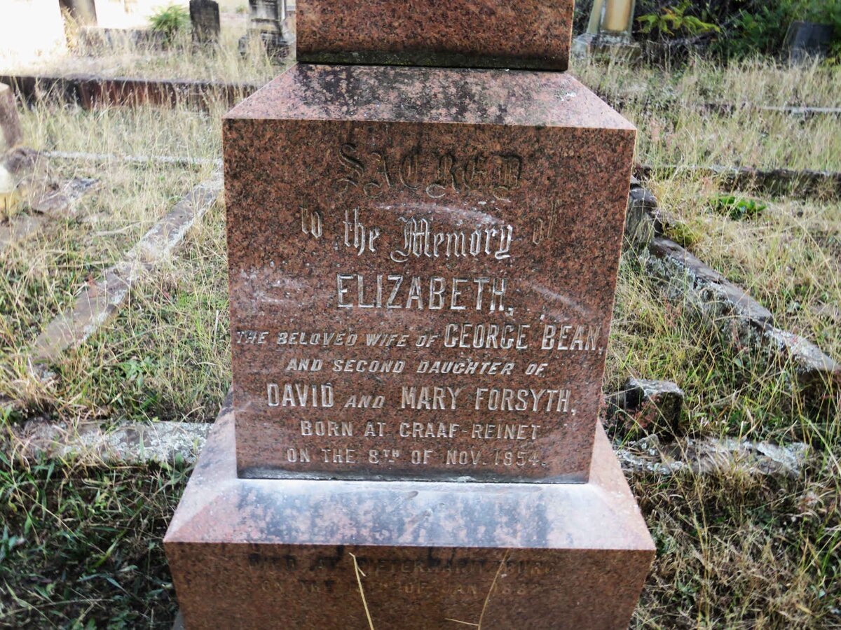 BEAN Elizabeth nee FORSYTH 1854-1882