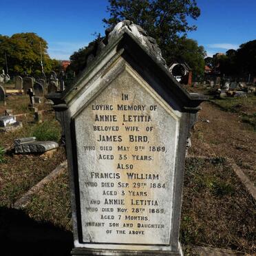 BIRD Annie Letitia -1889 :: BIRD Francis William -1884 :: BIRD Annie Letitia -1889