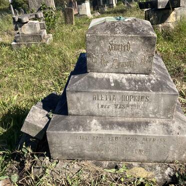 HOPKINS Aletta nee WASMUTH -1896