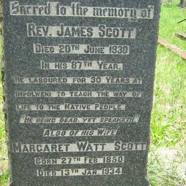 SCOTT James -1930 &amp; Margaret Watt 1850-1934