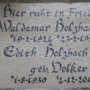 HOLZBACH Waldemar 1924-1996 &amp; Edith 1930-2010