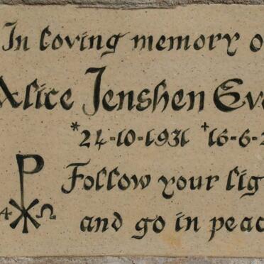 EVANS Alice Jenshen 1931-2011