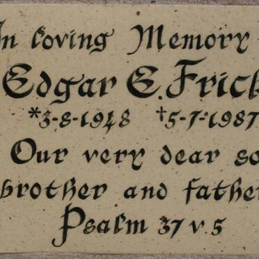 FRICKE Edgar E. 1948-1987