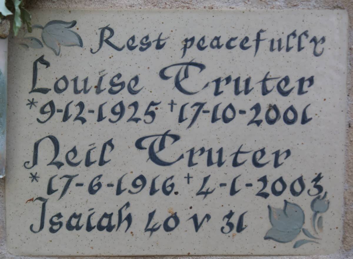 TRUTER Neil 1916-2003 &amp; Louise 1925-2001