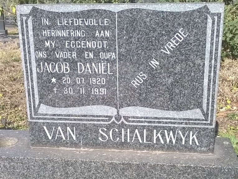 SCHALKWYK Jacob Daniel, van 1920-1991