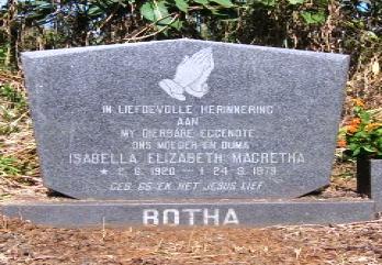 7. BOTHA Isabella Elizabeth Magrietha 1920-1979