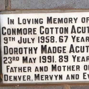 ACUTT Conmore Cotton -1958 & Dorothy Madge -1991