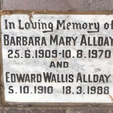 ALLDAY Edward Wallis 1910-1988 & Barbara Mary 1909-1970
