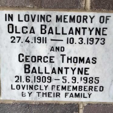 BALLANTYNE George Thomas 1909-1985 & Olga 1911-1973
