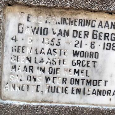 BERG Dawid, van der 1955-1987