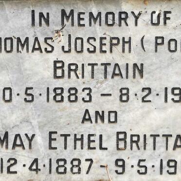 BRITTAIN Thomas Joseph 1883-1961 & May Ethel 1887-1982