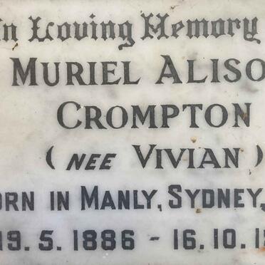 CROMPTON Muriel Alison nee VIVIAN 1886-1961