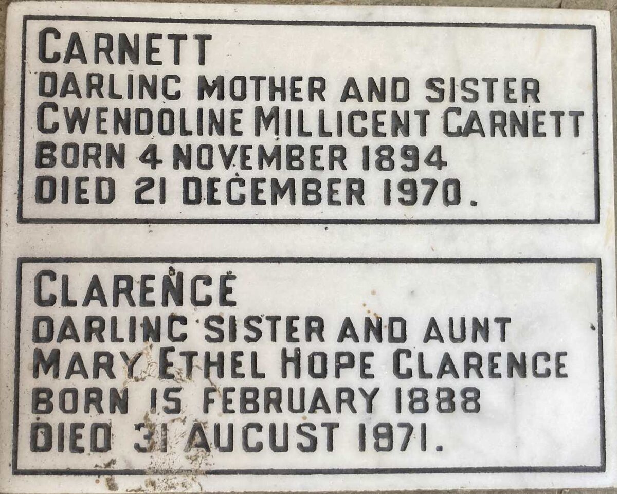 CLARENCE Mary Ethel Hope 1888-1971 :: GARNETT Gwendoline Millicent 1894-1970  