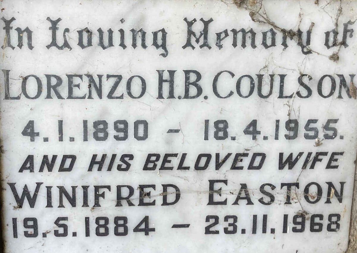 COULSON Lorenzo H.B. 1890-1955 & Winifred Easton 1884-1968