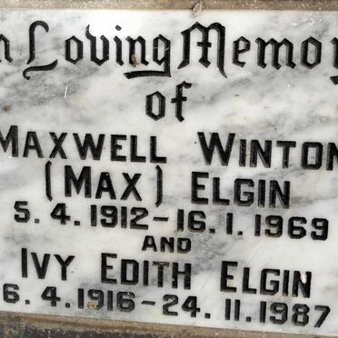 ELGIN Maxwell Winton 1912-1969 & Ivy Edith 1916-1987