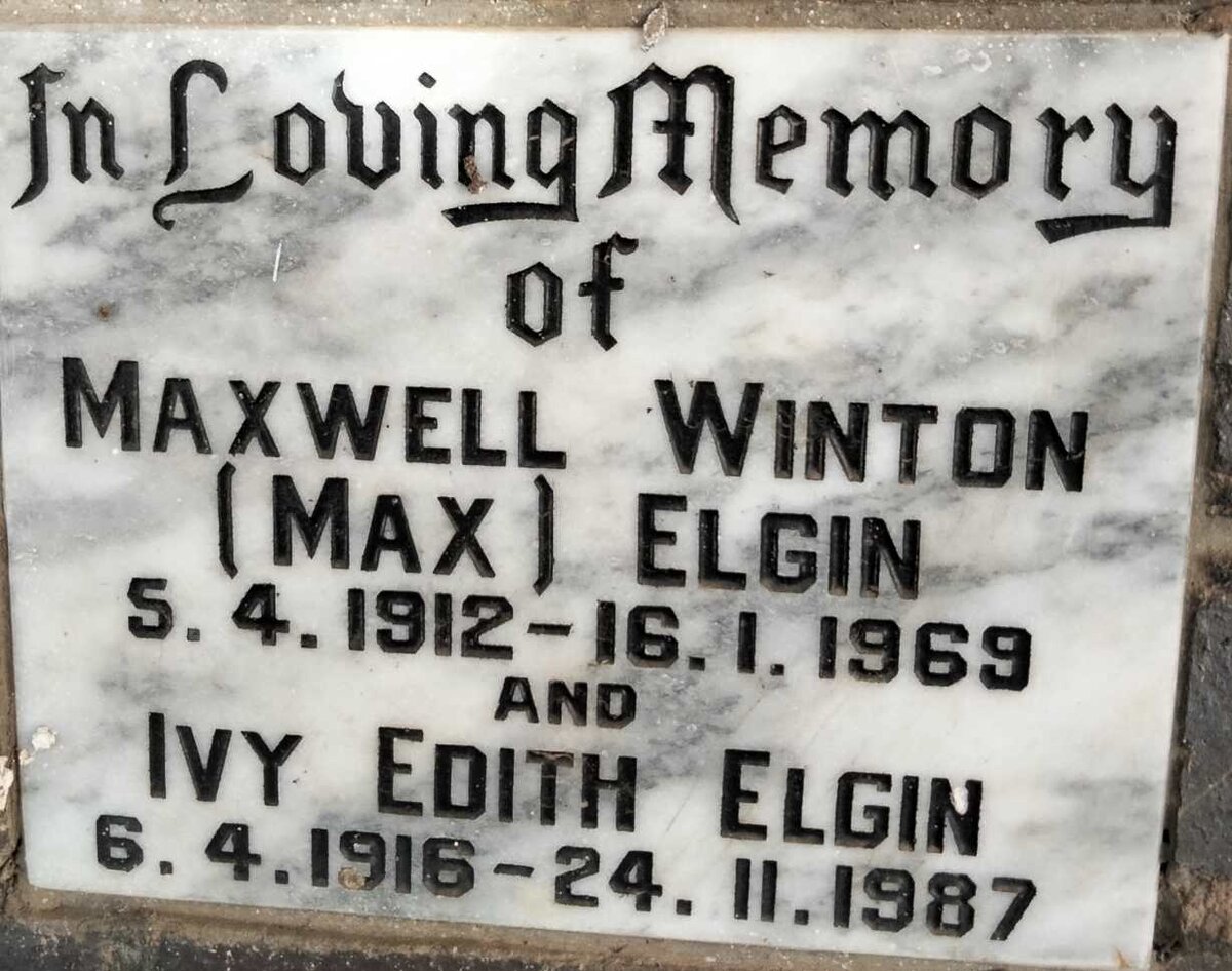 ELGIN Maxwell Winton 1912-1969 & Ivy Edith 1916-1987