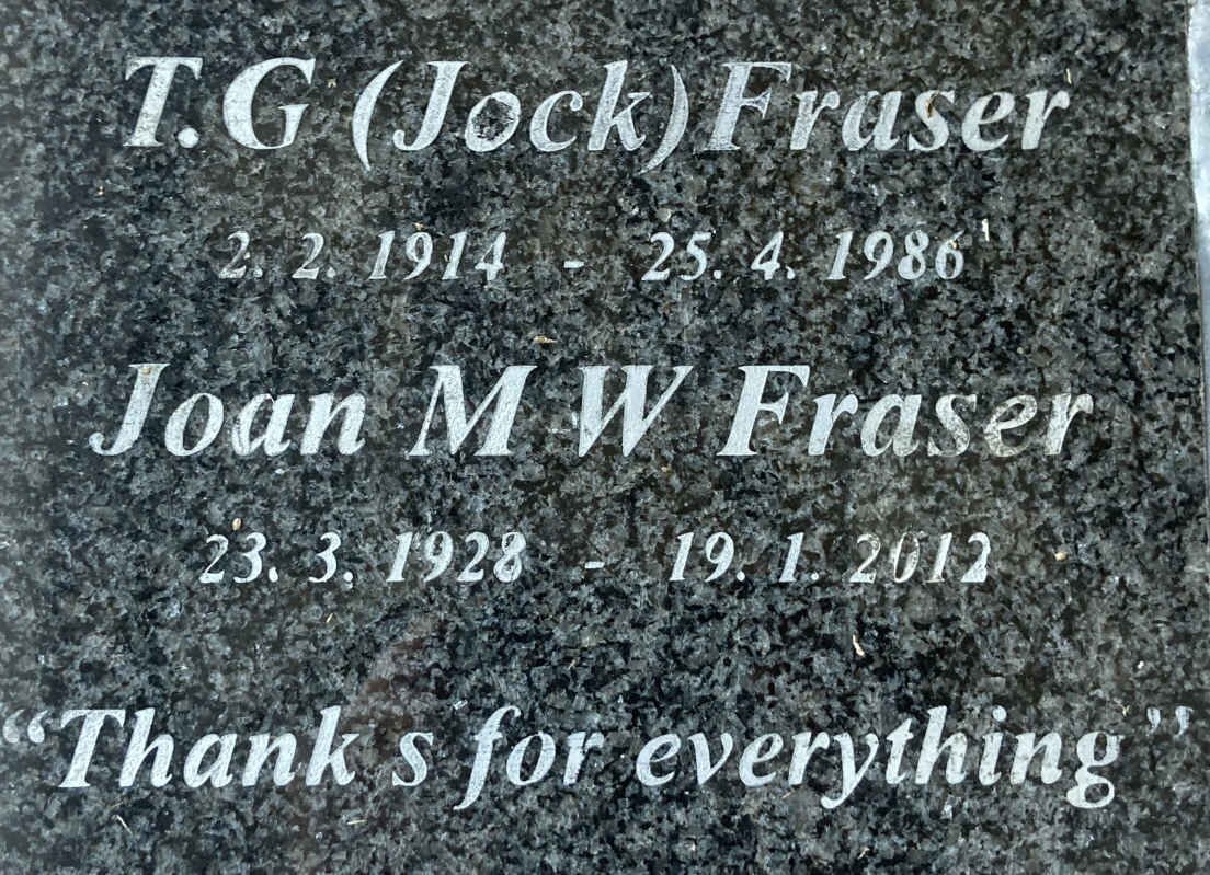 FRASER T.G. 1914-1986 & Joan M.W. 1928-2012