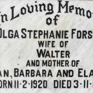 FORSTER Olga Stephanie 1920-1984